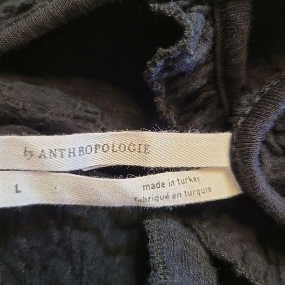 Anthropologie Marisol Ruffled Halter Blouse Top Size L Black Textured - Picture 8 of 12